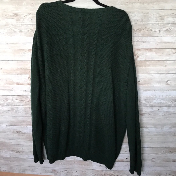 Nautica Green Crew Neck Cable Knit Sweater XXL - Picture 4 of 7